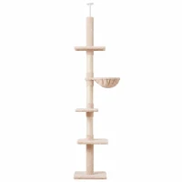 PawHut kattenboom krabboom kattenkrabboom met sisalpalen in hoogte verstelbaar beige(m-14)