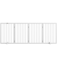 PawHut Opvouwbaar Hondenhek, Antislip, Ondersteuningsvoeten, Houten Frame, 206x35,5x76 cm, Wit