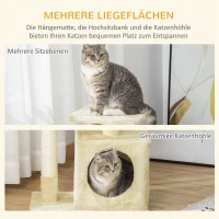 PawHut krabpaal met sisal krabpaal klimboom kattenmeubel krabplank met zacht pluche kattenspeelgoed stabiel E1 klasse spaanplaat beige 50 x 30 x 80 cm(m-6)