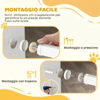 PawHut Cancelletto di Sicurezza per Cani in Acciaio e ABS, Estensibile 75-115cm per Scale e Porte, Bianco(m-5)