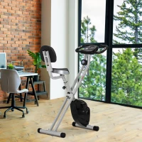 HOMCOM Vélo d'Appartement Pliable Magnétique Cardio-training - Sport Maison avec 8 Niveaux de Résistance et Roulettes - Silencieux Home Trainer avec Capteur de Pouls pour Fitness Homme et Femme, Noir(m-10)