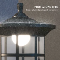 Outsunny Lampione Solare da Giardino Alto 184cm con Luce LED Bianco Freddo e IP44, Nero(m-6)
