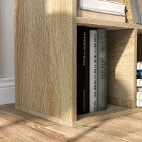 HOMCOM Librería con Asiento Estantería de Libros con 6 Cubos Cojín para Sala de Estar Dormitorio 102x30x61cm Roble y Gris(m-8)
