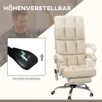 Vinsetto Bureaustoel met Massage- & Warmtefunctie, Voetsteun, Verstelbaar, tot 120kg, Beige(m-5)