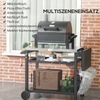 Outsunny Barbecuestation BBQ-wagen, incl. accessoires, 125 x 65 x 84 cm, Zwart + Zilver(m-8)