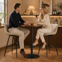HOMCOM Set of 2 PU Leather Swivel Bar Stools - Light Brown(m-8)