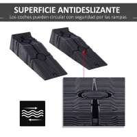 DURHAND Juego de 2 Rampas Portátiles de Plástico Carga 3 Toneladas para Coches Estándares Furgonetas Pequeñas 91x30x21 cm Negro(m-5)