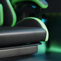 Vinsetto Cadeira Gaming Reclinável até 135° com Suporte Lombar Altura Ajustável Almofada de Cabeça e Apoio para os Pés Retrátil 65x65x121-129 cm Preto e Verde(m-10)