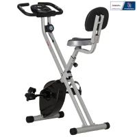 Vélo d'appartement pliable - Collaboration Aosom.fr x FFHandball - 8 niveaux de résistance, dossier selle réglable, gris(m-12)