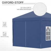 Outsunny Paviljoen, Partytent, 4 afneembare zijwanden, 2 ramen, metalen frame, 2,95 x 2,95 m, Blauw(m-6)