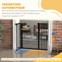 PawHut Barrière de sécurité animaux porte fermeture automatique système de double verrouillage sans perçage 1 extension noir(m-5)
