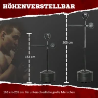 SPORTNOW Verstelbare Punchingball, 360° Draaibaar, Incl. Bokszwachtels, Zwart, 80,5 x 48 x 163-205 cm(m-5)