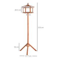 PawHut Wooden Bird Table for the garden Feeding Station, 153Hcm(m-3)