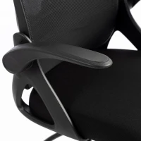 HOMCOM Tekenstoel met verstelbare lendensteun, draaifunctie, mesh bekleding, opklapbare armleuningen, hoogteverstelling en voetring, zwart(m-13)
