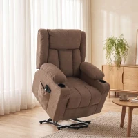 HOMCOM Dual Motor Recliner Chair, 55° Electric Lift Chair for Elderly, Recliner Armchair with Massage and Heat, Brown(m-11)