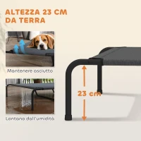 PawHut Lettino per Cani Grandi Rialzato da Esterno in Acciaio e Rete Traspirante, 152x94x23 cm, Grigio(m-3)