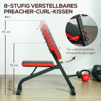 SPORTNOW Halterbank, multifunctionele trainingsbank, opvouwbare fitnessbank, belastbaar tot 300 kg, staal, zwart(m-6)