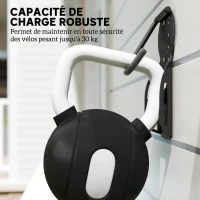 SPORTNOW Lot de 4 support de vélo mural crochet de mur pour cintre de vélo pour intérieur et extérieur 25,5 x 10,5 x 4 cm noir(m-5)