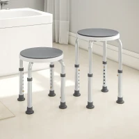 HOMCOM 360° Swivel Shower Chair, Height Adjustable Aluminium Shower Stool with Non-Slip Feet for Disabled, Elderly, Grey(m-9)