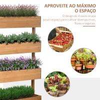 Outsunny Floreira de Madeira de 4 Níveis com Orifícios de Drenagem e Tecido Não Tecido 80x45x142 cm Madeira(m-4)
