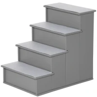 PawHut Huisdiertrap, voor honden/katten, 4-traps, Kort pluche, tot 30 kg, 40 x 59 x 54,2 cm, Grijs(m-1)