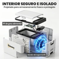 Outsunny Geleira Elétrica de Compressor 25L Portátil até -20℃ com Luz LED e Alças Dobráveis Geleira de Carro 12V/24V e 240V para Casa Campismo Viagem 58,5x33,5x35,2cm Branco(m-5)