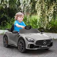 AIYAPLAY Carro Elétrico para Crianças Carro Mercedes-Benz AMG GTR com Bateria 12V Faróis  Buzina e Música 108x67x46 cm Prata(m-10)