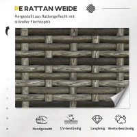 Outsunny Poly-rotan bank met kussens 2-zits loungebank tuin metaal polyester grijs(m-4)