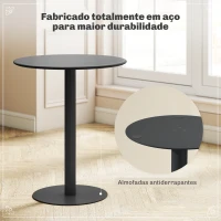 HOMCOM Mesa de Refeição Redonda para 2 Pessoas Mesa de Cozinha de Aço para Interior e Exterior Ø60x72 cm Preto(m-5)