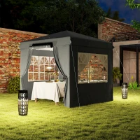 Outsunny 2,5 x 2,5 m Pop-up Paviljoen met Zijwanden en Transporttas, UPF50+ Hoogte Verstelbaar Tuinpaviljoen, Donkergrijs(m-9)