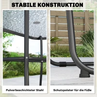 Outsunny Tuinmeubelset Zitgroep 119 x 68 cm Glazen Tafel met 6 Klapstoelen Parasol Waterstructuur Grijs(m-7)