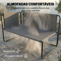 Outsunny Conjunto de Jardim de 4 Peças Móveis de Exterior com 2 Sofás de 2 Lugares 2 Mesas de Vidro Almofadas Capas Removíveis Preto e Bege(m-8)