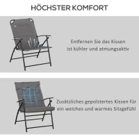 Outsunny Campingstuhl, Klappstuhl, Sitz- und Rückenkissen, verstellbar, Grau(m-6)