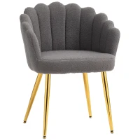HOMCOM Lounge Chair Petal-Back Armchair Metal Metal Legs for Living Room Bedroom, Grey(m-1)