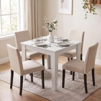 HOMCOM Dining Table for 4, 80L x 80W x 75Hcm, Modern Square Kitchen Table, White(m-2)