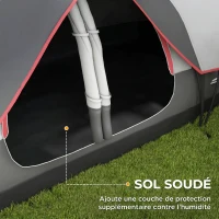 Outsunny Tente de camping familiale 6 pers. légère ventilée moustiquaire et sac de tranport inclus polyester gris foncé(m-6)