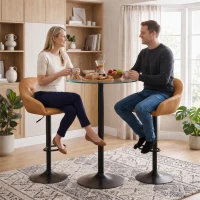 HOMCOM Bar Stools Adjustable Heights Breakfast Bar Stools Backrest Armrests Set of 2, Brown(m-8)