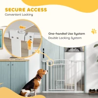 PawHut 77cm Tall Dog Gate with Cat Door, 7cm and 14cm Extensions, for Stairs, Doorways, 76-104cm Width(m-6)