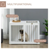 PawHut hondenkooi, huisdierenkooi, hondenhok, hondenbench met tafelblad, wit(m-4)