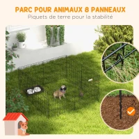 PawHut Parc enclos modulable pour chiens lapins rongeurs clôture pour petits animaux intérieur et extérieur pliant 8 panneaux(m-6)