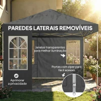 Outsunny Tenda Dobrável 3x3 m Pop-up com UPF50+, 4 Laterais Removíveis, Altura Ajustável e Bolsa de Transporte - Cinzento Escuro(m-9)