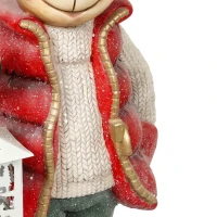 HOMCOM Kerstdecoratie, rendier met lantaarn, led, op batterijen, 25,5 x 19,5 x 52 cm, rood(m-10)