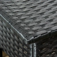 Outsunny Rattan Side Table, Outdoor Coffee Table with Plastic Board Under the Full Woven Table Top for Patio, Garden, Balcony, Black(m-8)