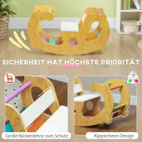 AIYAPLAY 2-in-1 klimrek met schommelstoel, houten klimboog om te schommelen en klimmen, klimspeelgoed, voor kinderen 1,5-4 jaar, binnen, multicolor(m-6)