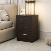 HOMCOM Three-Drawer Simple Bedside Table - Black(m-11)
