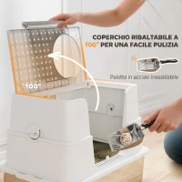 PawHut Lettiera Gatto Chiusa XL in Acciaio Inox con Coperchio, Paletta, Pareti Alte, Doppio Ingresso, Grigio Chiaro(m-5)