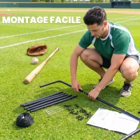 HOMCOM Filet de rebond de football 123L x 90l x 174H cm cible et sardines de fixation fournies noir vert(m-6)