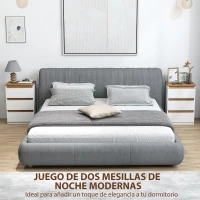 HOMCOM Pack de 2 Mesitas de Noche Estrechas de 3 Cajones Cajoneras para Salón Pasillo 40x30x59,5 cm Blanco(m-4)