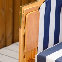 Outsunny strandstoel met dak rotan look klaptafel blauw 118 x 79 x 150 cm(m-9)
