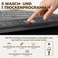 HOMCOM Tischgeschirrspüler, Mini-Geschirrspüler mit 6-Liter-Tank, 5 Programme, LED-Anzeige, Trocknungsfunktion, Schwarz(m-5)